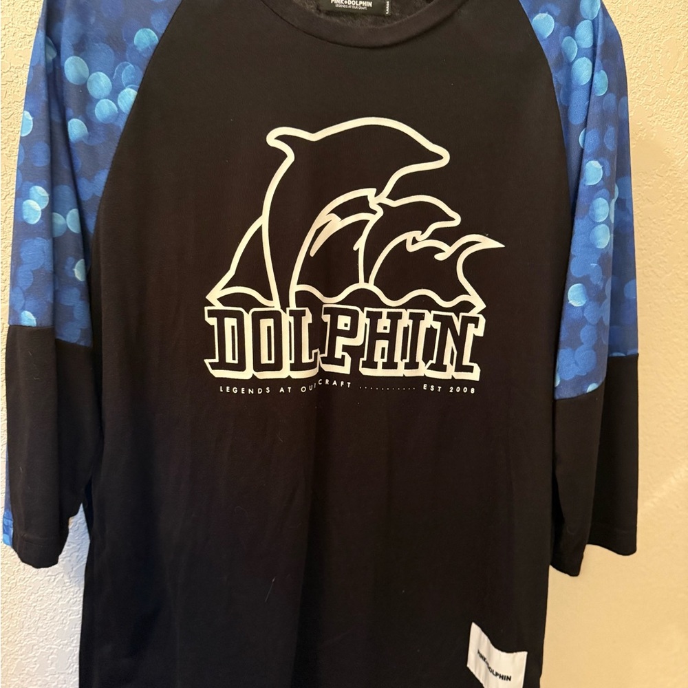 Pink Dolphin Black Shirt with White Design